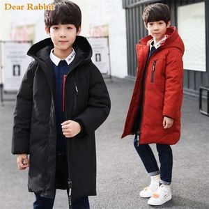 -30 Grad Kinderkleidung Jungenkleidung Warme Winter Daunenbaumwolljacke Kapuzenmantel Teen verdicken Oberbekleidung Kinder wasserdichter Parka 211203