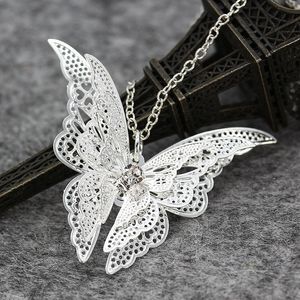 Silver Lovely Butterfly Pendant Necklace Jewelry for Women Girls Kids, Pendants Chain Necklaces 20+2 inch