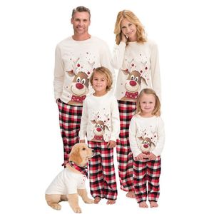 Aile Eşleştirme Kıyafetler Giyim Noel Pijama Set Xmas Çocuklar Sevimli Parti Kıyafeti Pijama Karikatür Geyik Pijama Suit