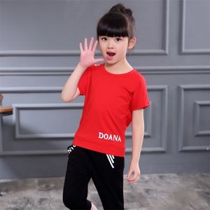 Yeni Yaz Kız Giyim Setleri Çocuk Giyim Set Kısa Kazak + Pantolon 2 Parça Bebek Kız Giysileri 3 4 5 6 8 9 10 12 Yıl 210326