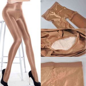 70D Women Plus Size Stretch Tights Sexy Oil Shiny Glitter Pantyhose Yarns glossy Brown Stockings Dance Fitness opaque Hose Y1130