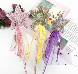 Peri Glitter Sihirli Değnek Sequins ile Püskül Parti Favor Çocuk Kız Prenses Giydir-Up Kostüm SCepter Rol Oynamak Doğum Günü Hediyesi LLB12686