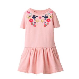 Hoppmätare prinsessa tutu broderi tjejer klänningar för sommar baby bomull kläder födelsedag barn fest klänning 210529