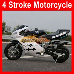 4-stroke Real Mini Motorcykel Sport Bensin 49cc Småparty Moto Bike Race Scooter Pure Bensin Lokomotiv Autobike 50cc Cool Barn Vuxen Travning Autocykel