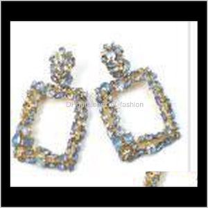 Ljuskronor smyckengeometrisk kristallsten strass örhängen mode stort färgglad uttalande dingle örhänge dagligen bröllopsfest juvelera 216