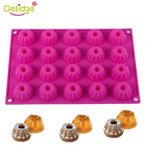 Delidge 1 PC 20 Cavidade Silicone Molde de Chocolate 3D Mini Chiffon Pudim Fondant Bolo Molde DIY DIY Baking Pastelaria Ferramentas 210721