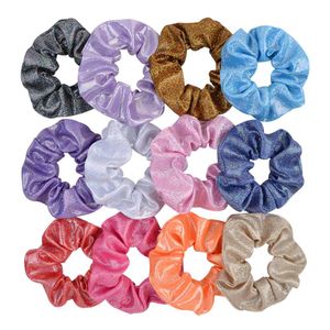 Korean Fashions Cute 12 Colors New INS Girls Laser Scrunchies Elastic Hairbands Big Ponytail Holder Hair Bands Women Hair Accessories