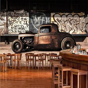 Tapety Custom Wallpaper 3D Mural Retro Graffiti Samochód Nostalgiczna Klasyczna Pokój dzienny Restauracja