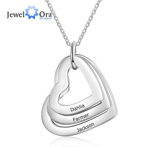 Designer Necklace Luxury Jewelry JewelOra Personalized Family with 2-4 Names Stainless Steel Heart Engraved for Mother Pendants