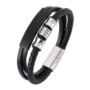 Bracciale rigido nero avvolgente intrecciato moda bracciali fatti a mano da uomo bracciale in pelle da donna maschile regalo di gioielli all'ingrosso