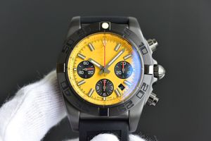 GF Black Steel Watch 44 mm Asia7750 automatic chain chronograph movement sapphire crystal mirror scale cut surface polished dial waterproof function