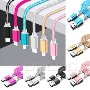 3FT 6FT 10FT Metal Premium Nylon Braided USB Cables Type C Cable Adapter Data Sync Charging Android Phone Thickness Strong Micro Type-C