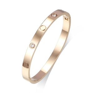 6Mm Titanium Steel Cuff Bracelets Gold Sier And Rose Woman Man Bracelet Bangles Couple Jewelry Lover Gift With Box