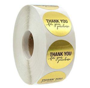 500pcs/roll 1 inch gold round thank you adhesive label stickers envelope seal sticker baked papckage DIY