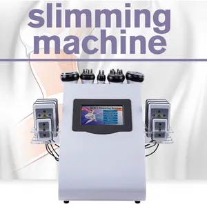 Promoção 6 In1 40K Cavitação de lipoaspiros ultrassônicos 8 almofadas lllt lipo laser slimming máquina a vácuo RF Skin Care Salon Spa Equipamento