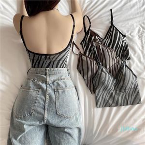 Frauen Tanks Camis Mode Kontrast Streifen Crop Tops Dreidimensionale Brust Pad Bauch Elastische Sexy Weste Sling Streetwear