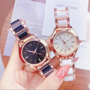 Le signore di lusso di moda guardano il popolare braccialetto da donna in oro rosa bianco orologi in ceramica top brand femminile orologio da polso al quarzo lady g timeless frame tanker orologi casual