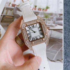 Модные брендовые часы мужские квадратные хрустальные стильные высококачественные наручные часы с кожаным ремешком CA56