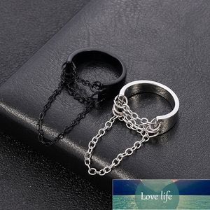Punk Fashion Black Silver Color Chain Rings Open Adjustable Cool Women Men Ring Jewelry Accessories Factory price expert design Quality Latest Style Original