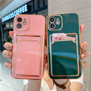 For iPhone 13 Case Cell Phone Cases 12 11 Pro Max Mini X XS XR Case Full Camera Protection Cover Electroplating All-in-one Card Bag Wallet TPU Silicone Anti-fall Anti-drop