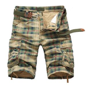 Pantalones cortos de hombre Moda Plaid Beach Hombres Casual Camo Camuflaje Military Pantalones cortos Masculino Bermudas Carga Mono 220212