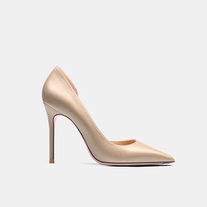 Sukienka Buty Sexy Lady Fashion Women Nude Malather Pointy Stiletto Stiletto Strippel High Heels Pumps Office Big Size 43 10cm 8cm