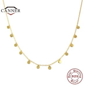 CANNER Luxury Real Sterling Silver Gold Sequins Minimalist Cold Style INS Temperament Clavicle Chain Jewelry Collares Gifts