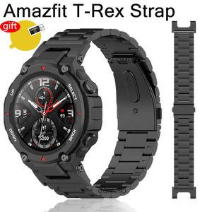 Luksusowy zespół dla Amazfit T Rex Pro Smart Watch Pasek metalowy stal nierdzewna bransoletka dla Xiaomi Huami Amazfit T Rex Screen Film H0915