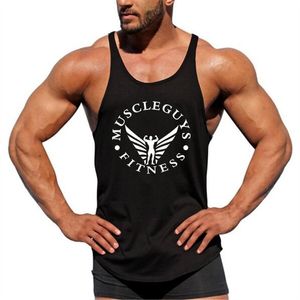 MuscleGuys Spor Tank Üst Erkekler Vücut Geliştirme Stringers Spor Salonları Giyim Erkekler Gömlek Slim Fit Yelekler Pamuk Selet Kas Tank Tops 210421