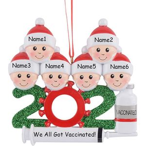 I lager 2021 Juldekoration Karantän Ornaments Familj på 1-7 huvuden DIY TREE Pendant Tillbehör med repharts