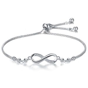 Moda Aço Inoxidável Endless Love Infinity Chain Braceletes em mão pulseiras ajustáveis ​​para mulher festa jóias número 8