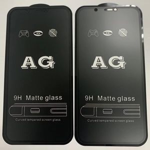 Proteggi schermo per iPhone 15 Pro Max 14 Plus 13 Mini 12 11 XS XR X 8 7 SE AG Protezione in vetro temperato opaco Flim Anti-impronta digitale Copertura curva premium