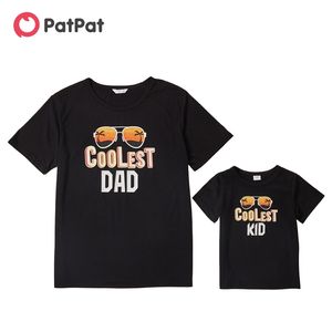 Summer Coolest Letter Print Black T-shirts for Dad and Me 210528