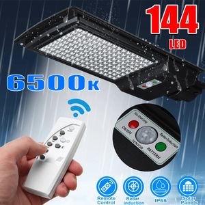 Radar Induction 144LED Solar Street Light Security Wall Lamp Waterproof Outdoor Garden Lighting + Remote Control