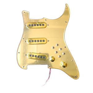 Uppdaterad laddad Golden Mirror SSS Pickguard Golden Burns Tri-Sonic Pickups för BM Special Gitarr Svetsning Harness 1 Set
