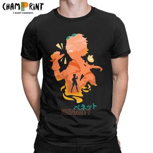 男性のジェンシンインパクトベネットTシャツアニメゲームピュアコットン服面白い短袖ラウンドカラーティーギフトアイデアTシャツY0901