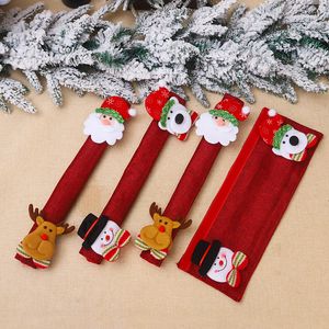 Party Supplies 4 Pcs Christmas decoration Fridge Door Handle Covers Set Oven Microwave Dishwasher kitchen tools