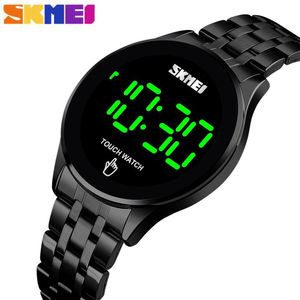 SKMEI Simple Herren Digitaluhr Mode Touch Screen LED-Lichtanzeige 30m Wasserdichte Stainlsteel-Riemen Erkek Kol Saati 1579 x0524