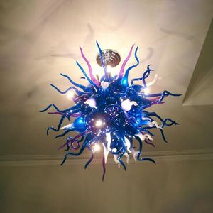 豪華なランプブルー吹きガラスシャンデリアホワイトリビングルームレストラン屋内装飾ロフトハングランプキッチン備品ペンダント照明60 cm