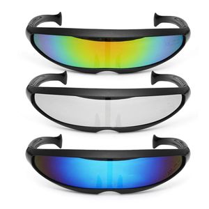 Party Glasses Novelty Futuristic Cyclops Mirrored Solglasögon Monoblock Alien