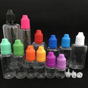 Pet Boş Plastik iğne şişesi 3ml 5ml 10ml 15ml 20ml Yağ Meyve Suyu Sıvı damlacık Şişeler Çocuk geçirmez kapaklı