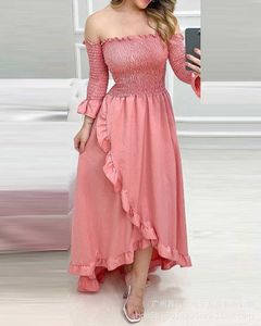 秋のエレガントなオフィスカジュアルセクシーな袖ラグランツイルカラーファッション女性のドレスファッションスウィートフリルロングスカートY1006