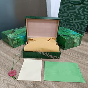 Rolexables Klockor Boxar Fodral Lyx Perpetual Green Watch Box Träboxar för 116660 126600 126710 126711 116500 116610 Klockor