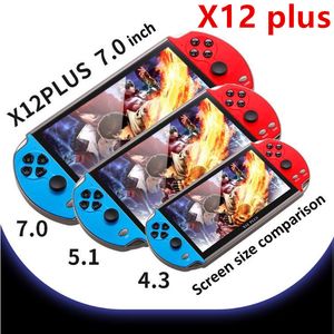 비디오 게임 콘솔 플레이어 X12 + 7 인치 화면 휴대용 핸드 헬드 게임 콘솔 PSP 레트로 듀얼 로커 조이스틱 대 X19 X7Plus