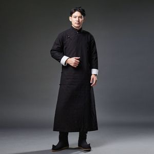 Ethnische Kleidung für Männer, traditioneller Tang-Anzug, chinesische Kostüme, männliches Cheongsam-Kleid, Winterrobe, Hanfu, Männer, Baumwollleinen, asiatische Kleidung