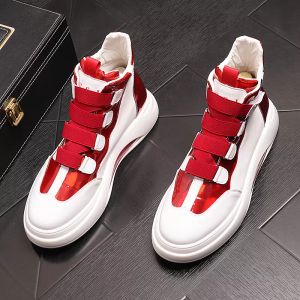 Lüks PU Deri Erkek Çizmeler Tasarımcı Punk Sneakers Hip Hop Yüksek Tops Eğitmenler Loafer'lar Ayak Bileği Çizmeler Zapatillas Hombre