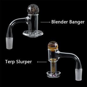 full weld fully fused Smoking Accessories Beveled Edge Terp Slurpers &Blender Quartz Banger with Marble Screw And 4mm Ruby Pearls For Bongs Dab Rigs Pipes