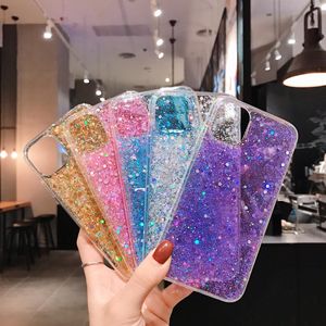 Przypadki telefoniczne Shining Cequin Glitter dla iPhone 12 11 Pro Max 8 7 Plus X XR XS Crystal Bling Miękka pokrywa silikonowa