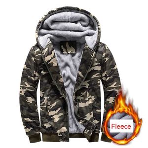 Men Autumn and Winter Outdoor Warm Fleece Casual Hooded Jacket Fashion Parka Thick Cotton Classic 5Xl 211217