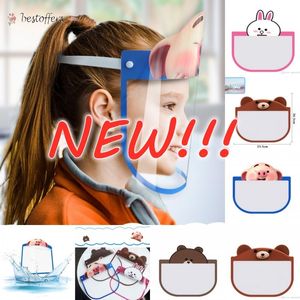 US Shipping PET Kids Cartoon Face Shield Safety Chidren Protective Mask Cover Anti-Fog Anti-UV Transpartent Facial Mask For Boys Girls BT20